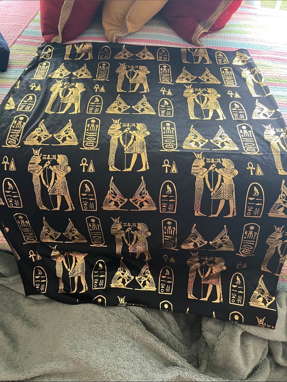 Black and Gold Egyptian Hieroglyphic Scarf